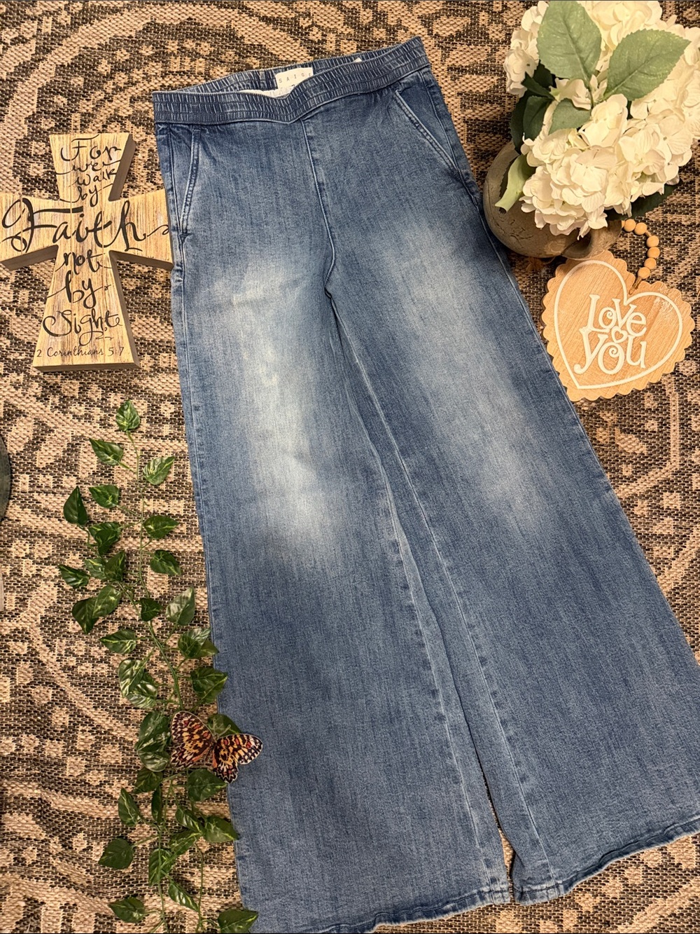 Women's Flare Wide-Leg Denim Jeans - Light Blue